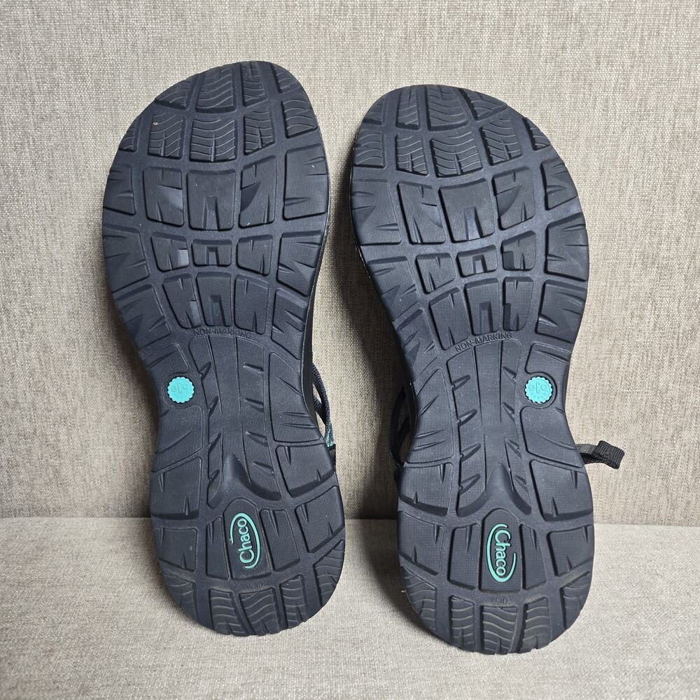 Chaco Women’s Hiking Sandals Black Teal Toe Loop Adjustable Straps Outdoor S 10 - Picture 7 of 13